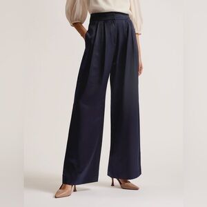 Ted Baker Women’s Navy Satin Wide-Leg Teerut Satin Trousers SZ 5 (US 12) NWT
